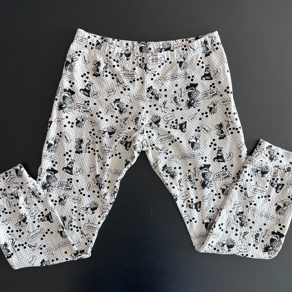 Pants - P.A.M. Perks and Mini Cream Black Gold Comics Womens Cotton Joggers M Streetwear